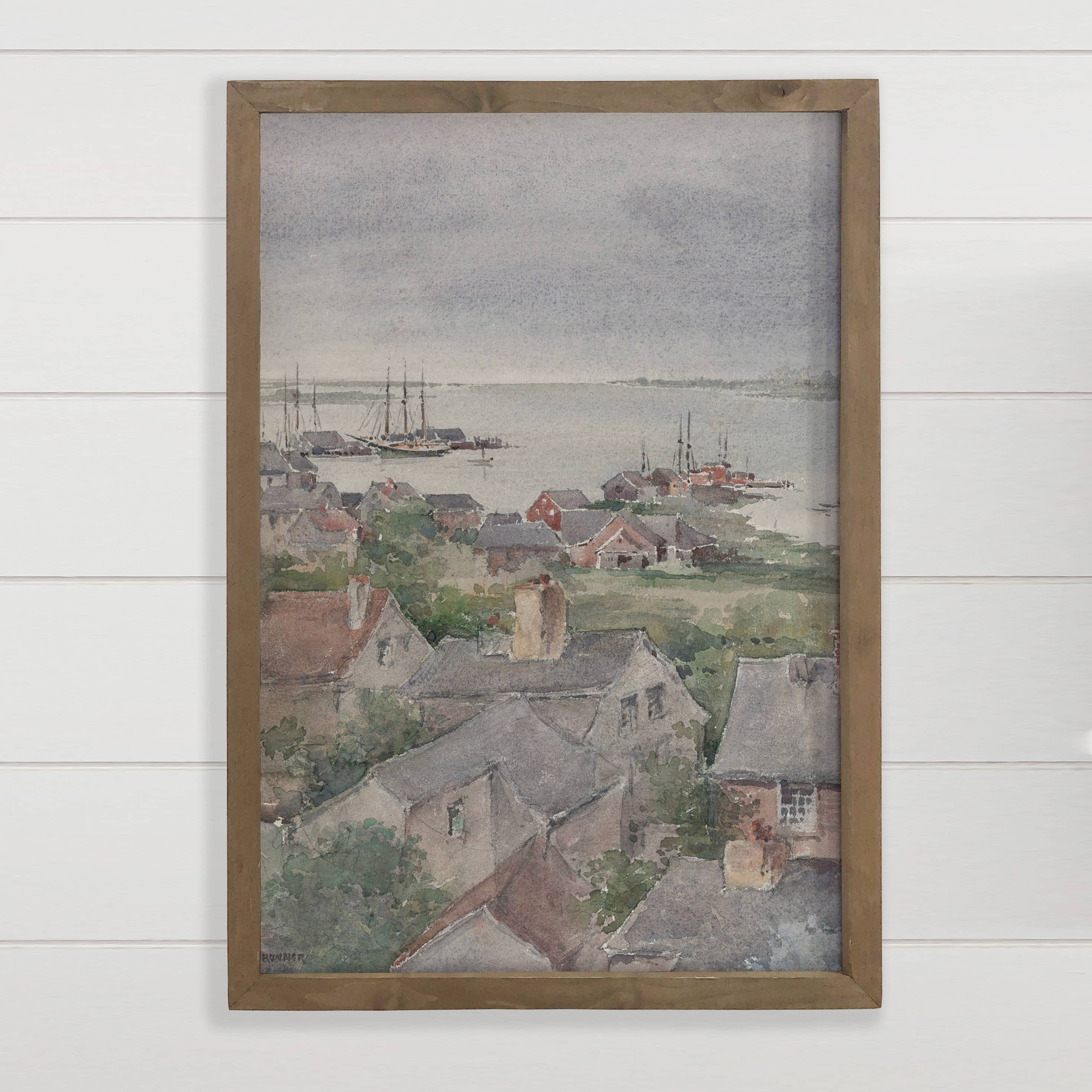 Nantucket Watercolor - Framed Nature Art - Lake House Art