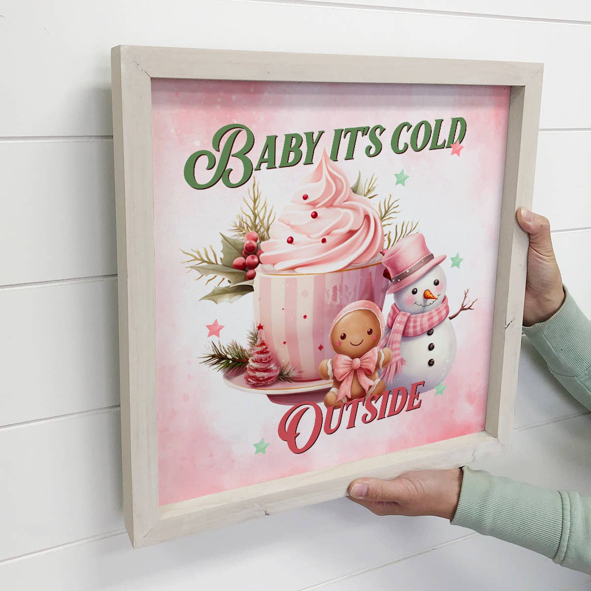 Pink Baby It's Cold Outside - Cute Holiday Canvas Wall Art