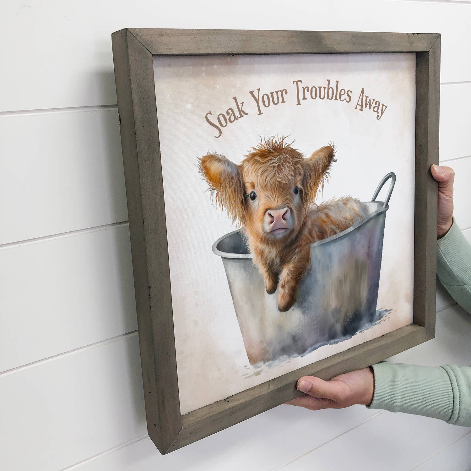 Highland Cow Soak - Bathroom Art - Cute Baby Animals -