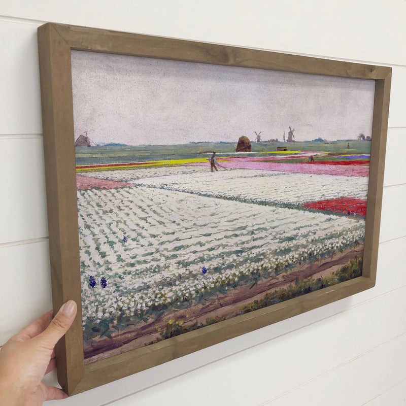Tulip Fields Holland - Tulip Canvas Art - Wood Framed Decor