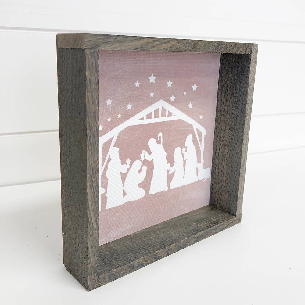 Nativity Pink Canvas Wall Art Small Christmas Small Decor