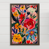 Happy Flowers - Vibrant Floral Canvas Art - Wood Framed Art