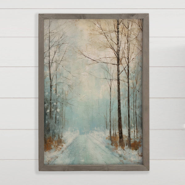 Icy Winter Road - Winter Season Canvas Art - Nature Wall Art