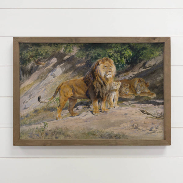 King of the Lions - Lion Canvas Wall Art - Wood Framed Decor