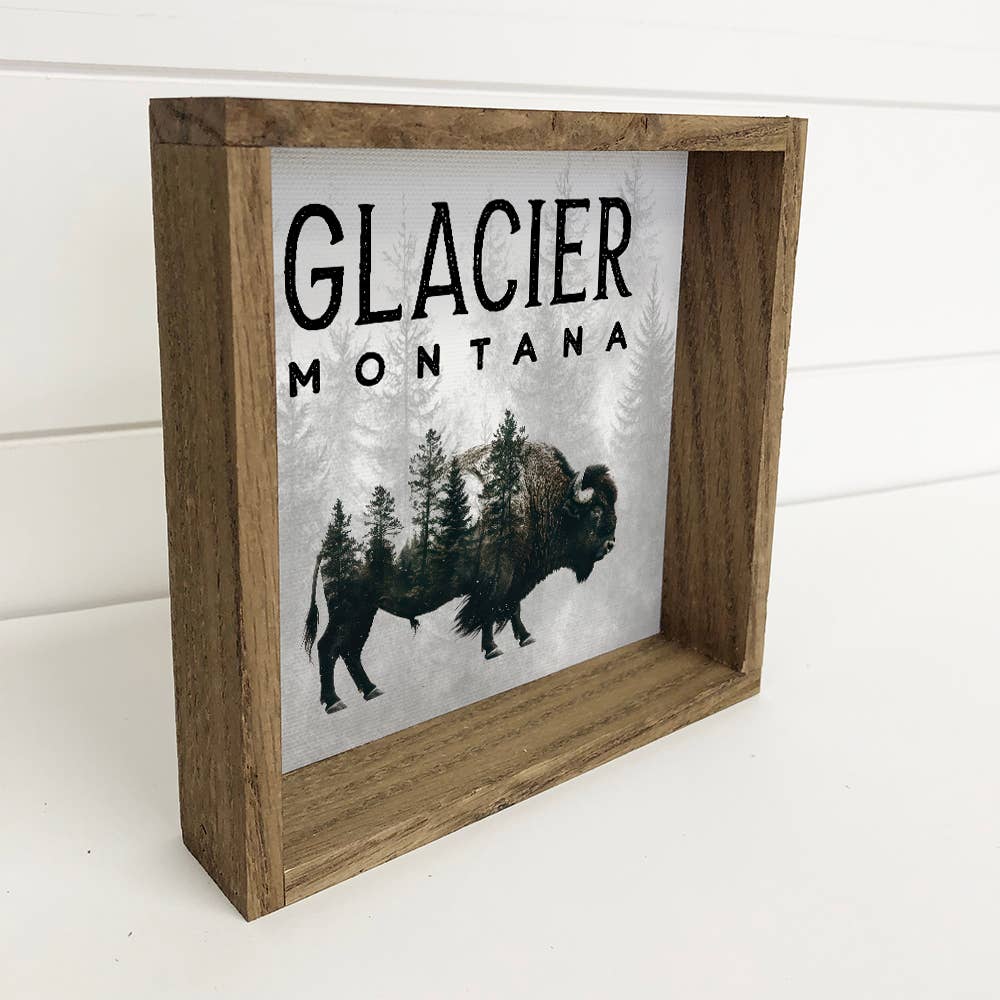 Bison Pine Trees Custom Destination - Custom Canvas Art