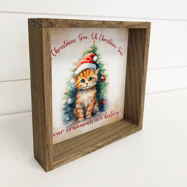 Oh Christmas Tree Cat - Funny Holiday Animal Canvas Wall Art