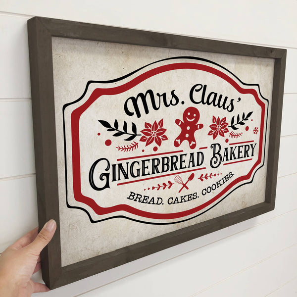 Mrs. Claus Gingerbread Bakery - Framed Holiday Word Sign Art