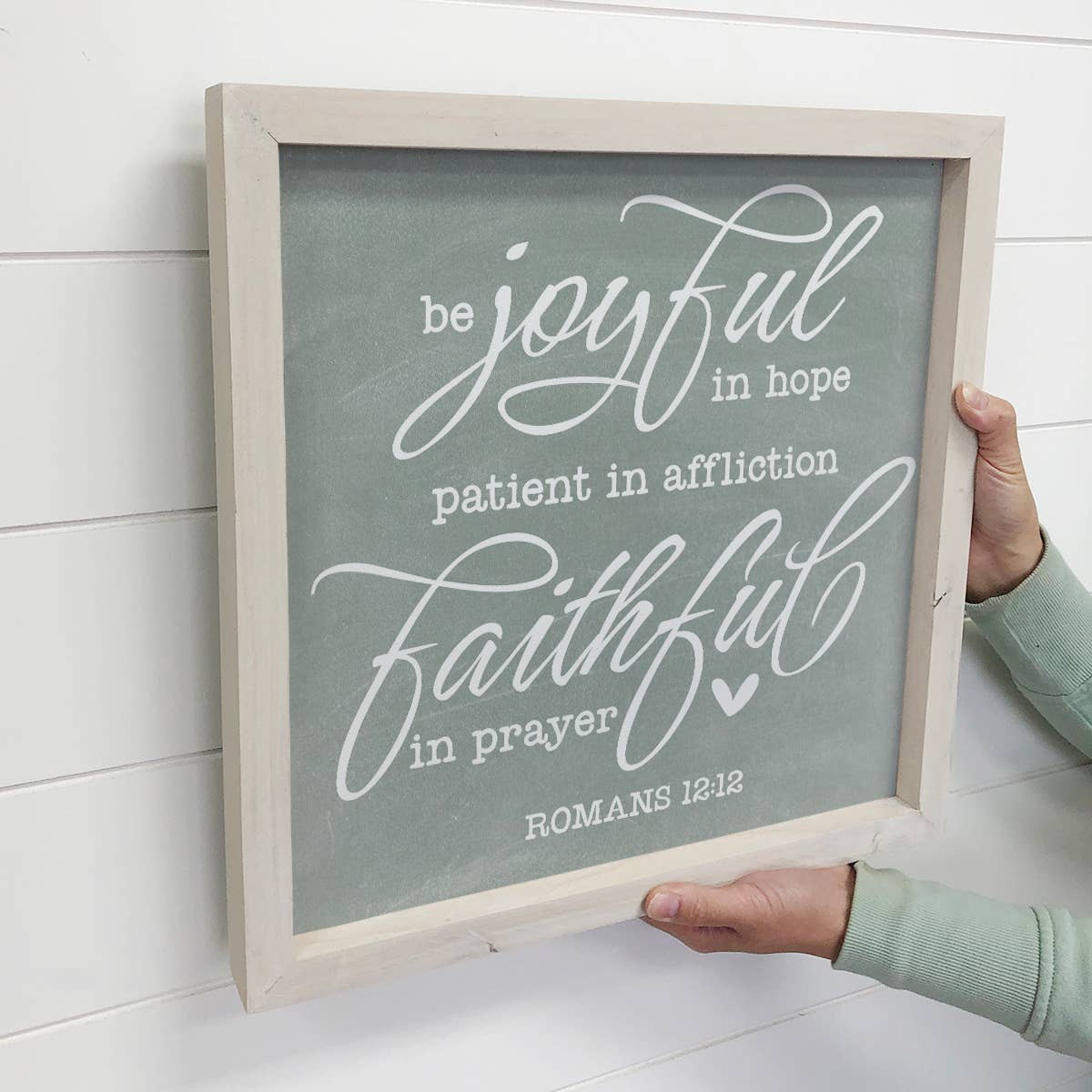 Christian Wooden Gift Sign Joyful in Hope Scripture Message