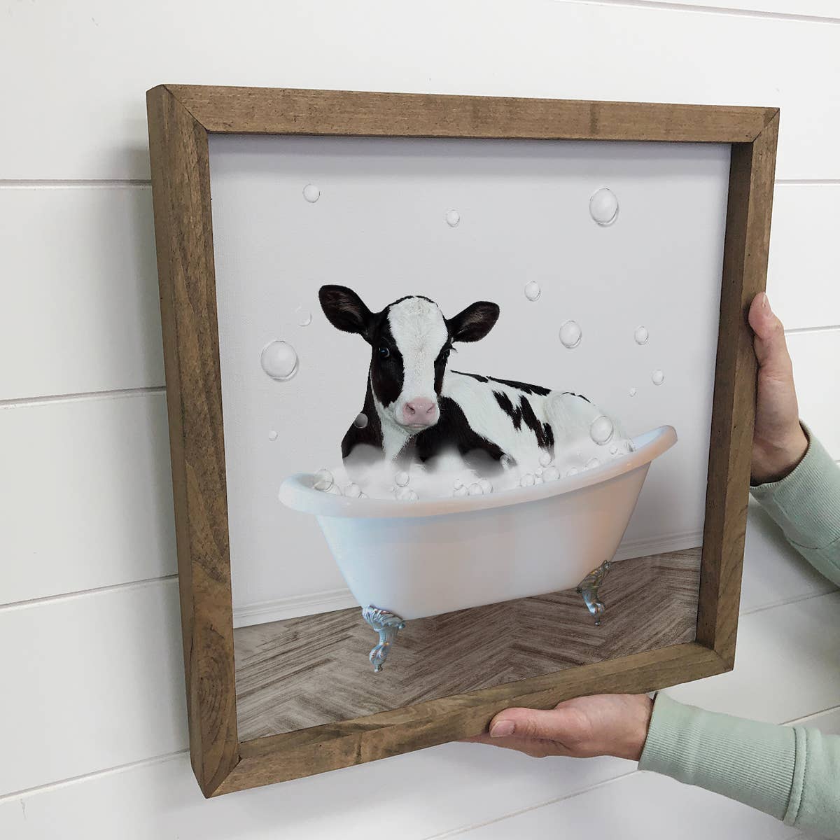 Dairy Cow in a Bath Tub Sign - Funny Farmhouse Bathroom Art