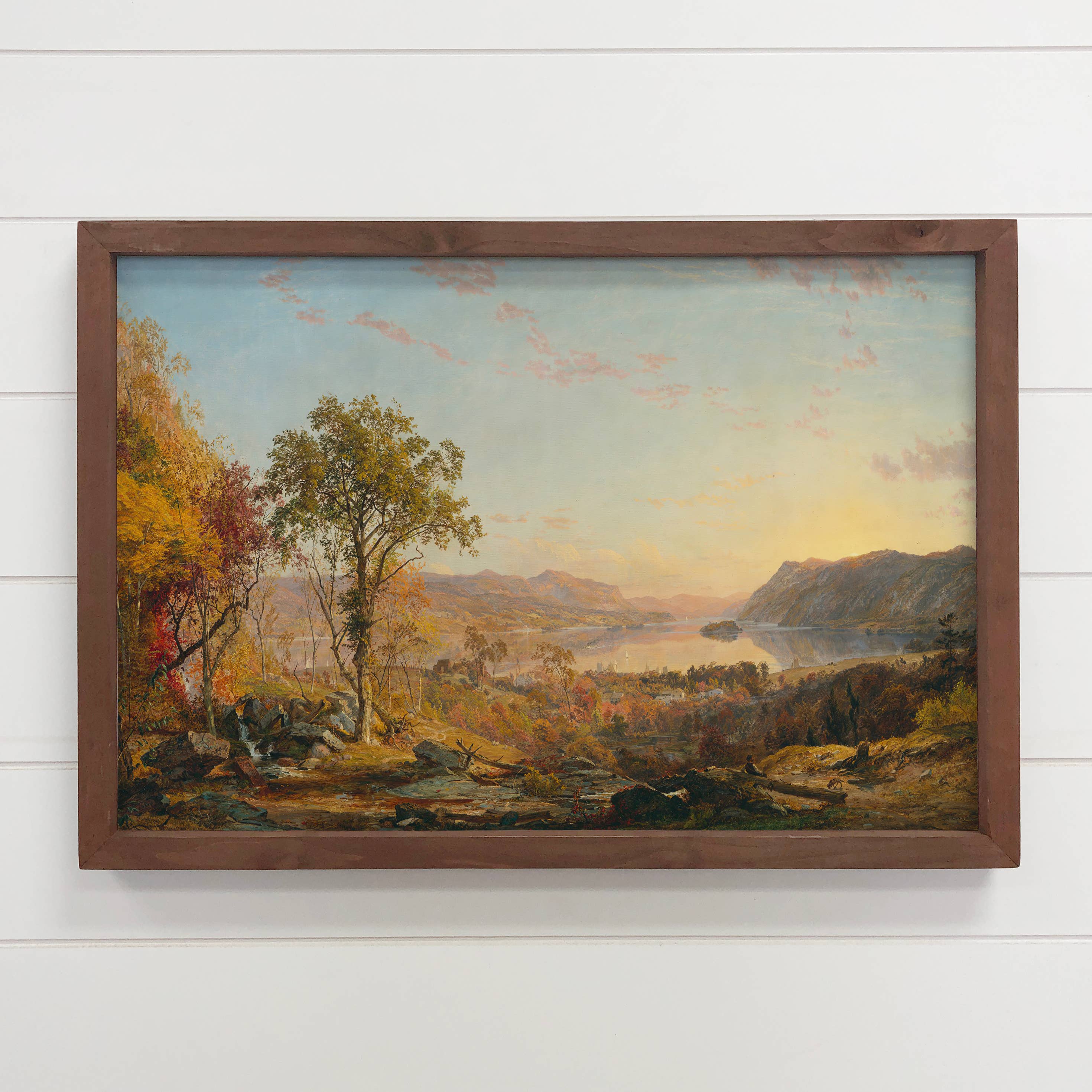 Indian Summer Landscape - Lake Landscape Canvas Art - Framed