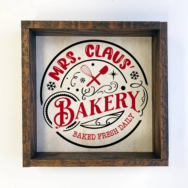 Mrs. Claus Bakery - Framed Holiday Word Sign - Word Art