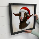 Funny Christmas Signs - Goat with a Santa Hat