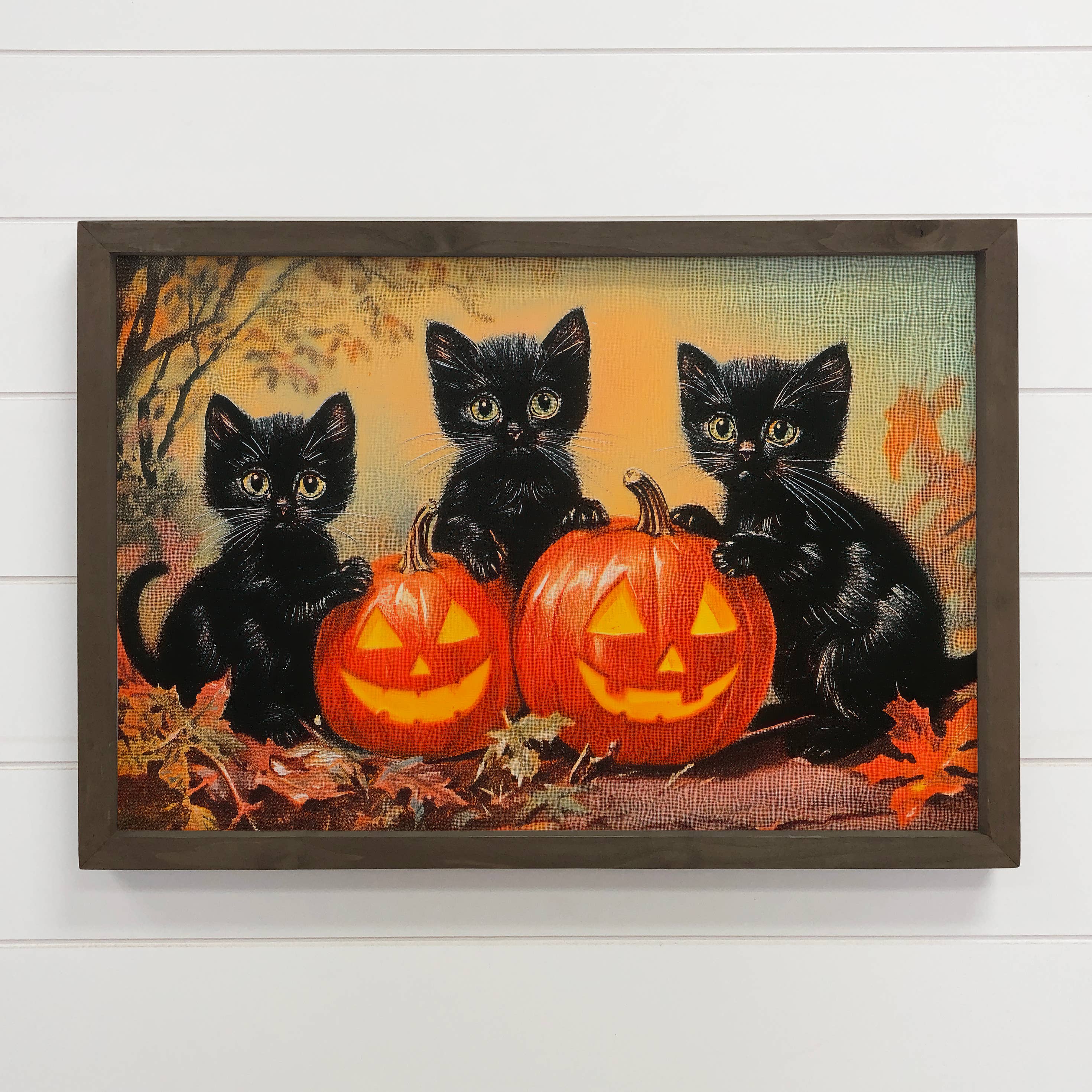 Three Black Kittens Halloween - Halloween Cat Canvas Art