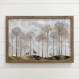 Deer in Forest Silhouettes - Framed Nature Art- Cabin Decor