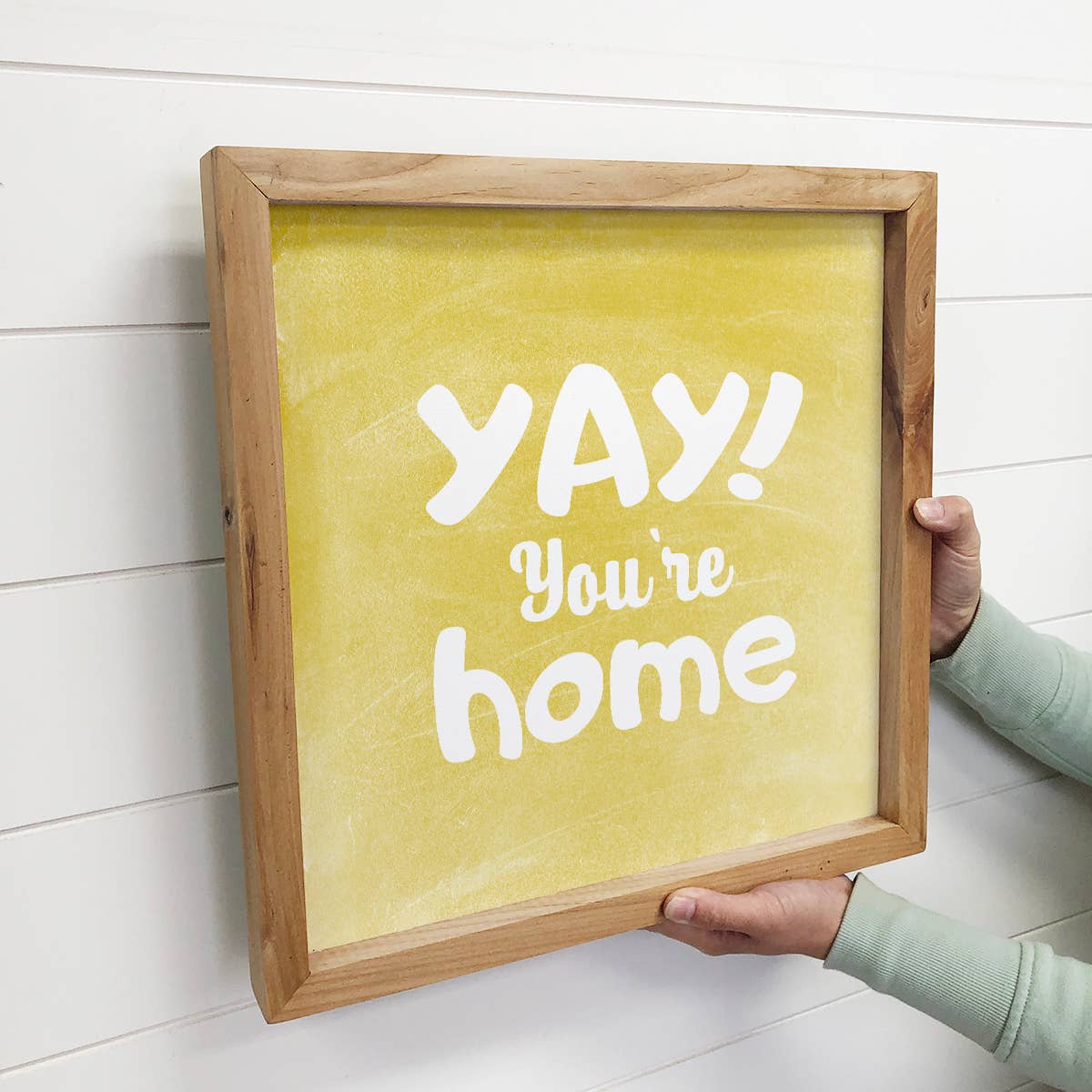 Yay You're Home - Cute Home Canvas Art - Wood Framed Artwork