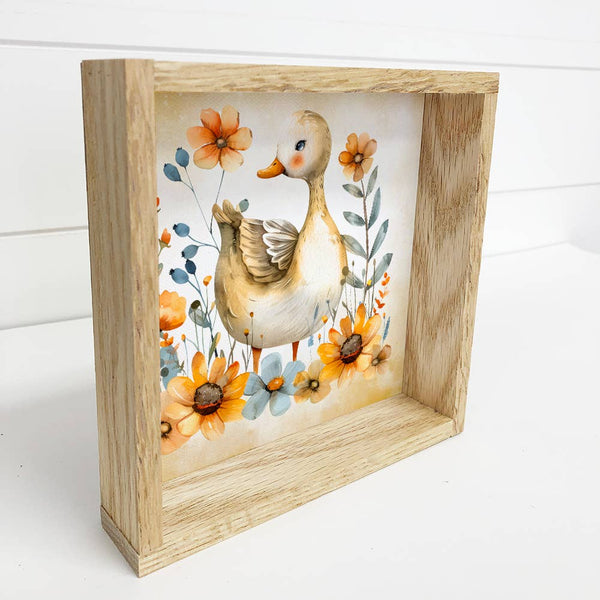 Spring Yellow Goose - Spring Goose Canvas Art - Wood Framed