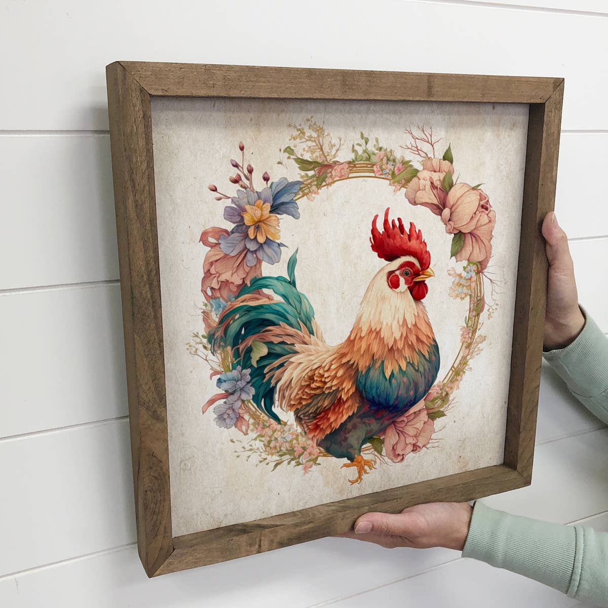 Chicken Wreath - Rustic Farm Animal Art - Chicken Wall Art