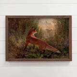 Fox on the Hunt - Forest Animal Canvas Art - Wood Framed Art