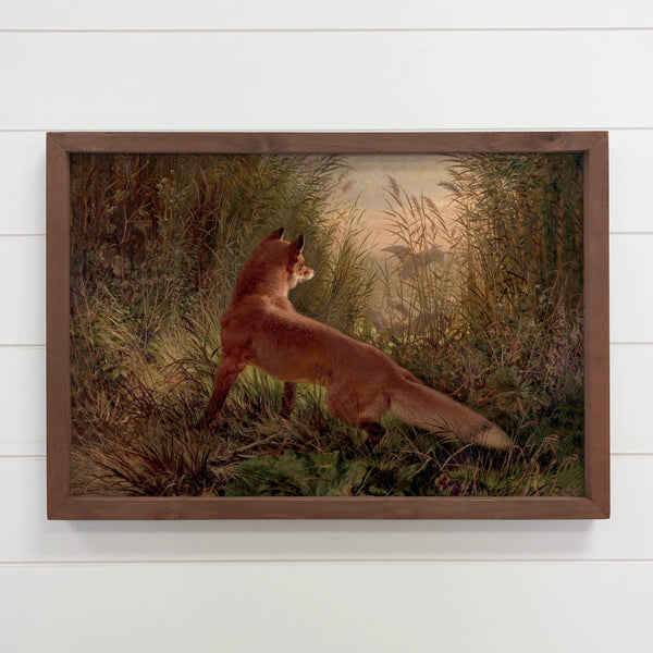 Fox on the Hunt - Forest Animal Canvas Art - Wood Framed Art