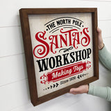 Santa's Workshop Red & Black - Cute Framed Holiday Word Sign