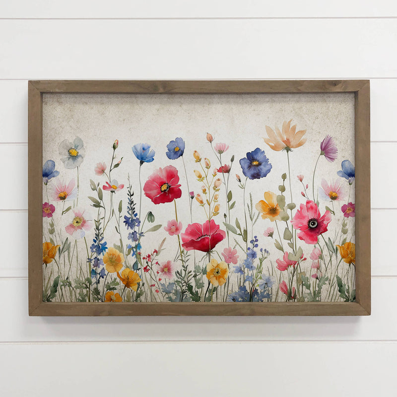 Flower Stems - Wildflower Canvas Art - Wood Framed Decor