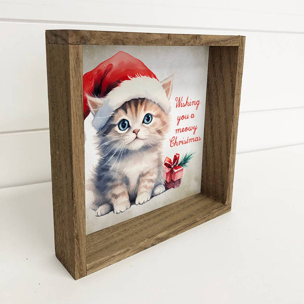 Meowy Christmas - Cute Holiday Animal Wall Art - Framed Art