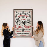 Horse Drawn Sleigh Rides - Framed Holiday Word Sign Wall Art