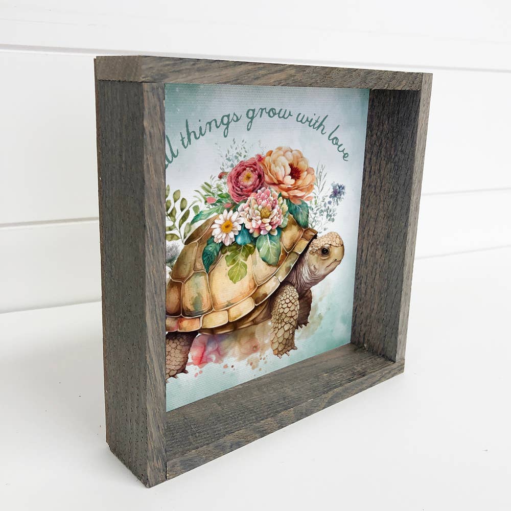 All Things Grow with Love Tortoise - Tortoise Canvas Art