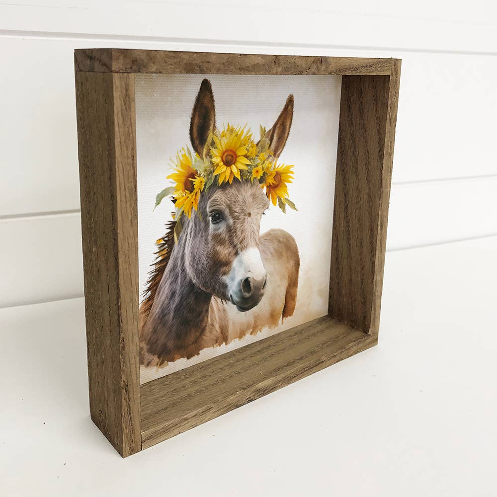 Sunflower Donkey - Cute Farm Animal - Sunflower Crown