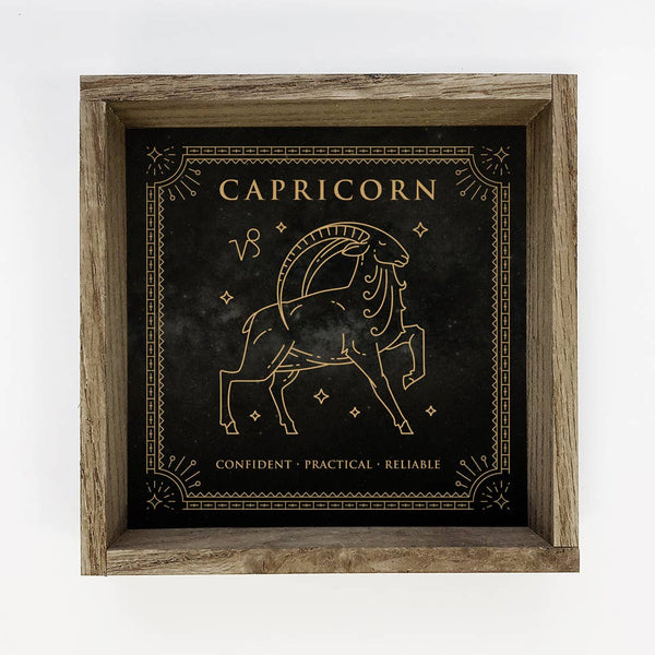 Capricorn  Zodiac Horoscope Sign Canvas and Wood Wall Art