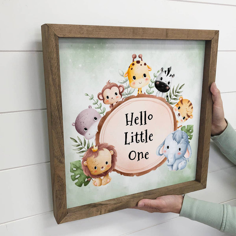 Hello Little One - Cute Baby Animals - Nursery Art & Frame