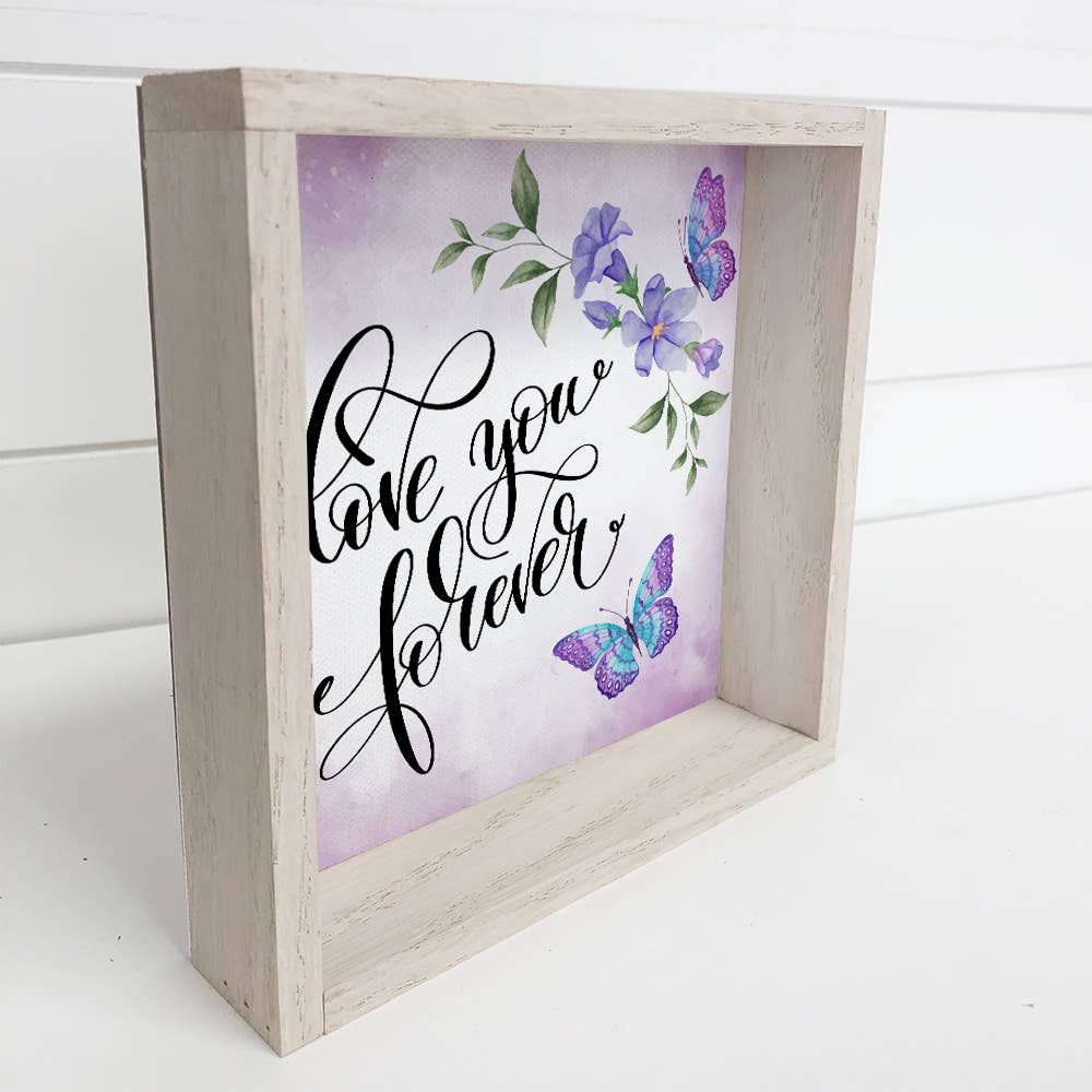 Love You Forever Purple Butterflies Small Canvas Gift