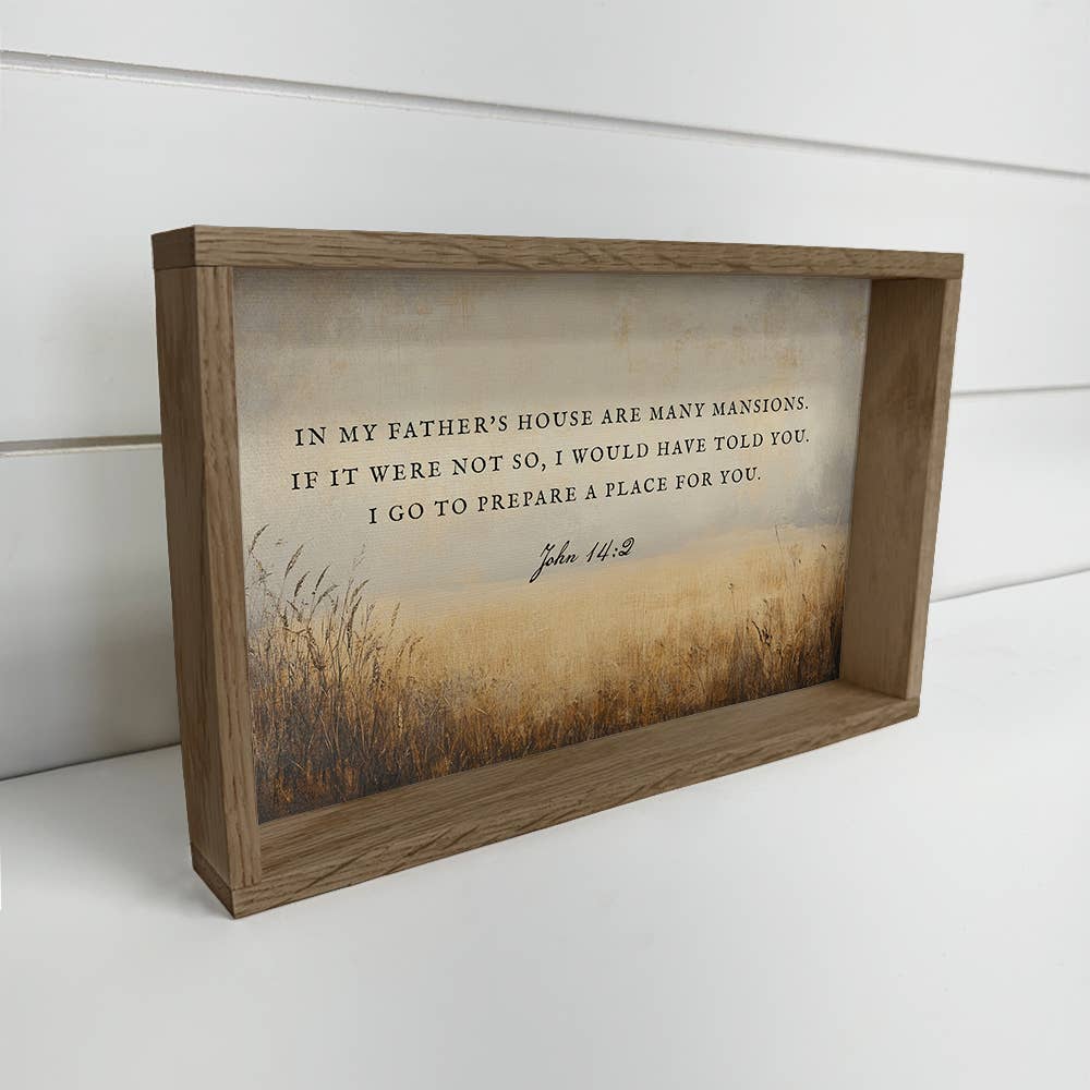In My Father's House Scripture Canvas Art with Wood Frame