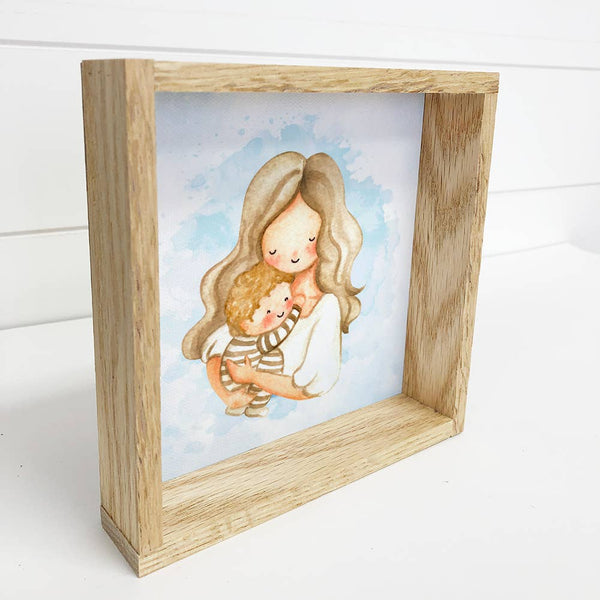Mother's Day Wall Art Wood Sign - Mom and Baby Boy