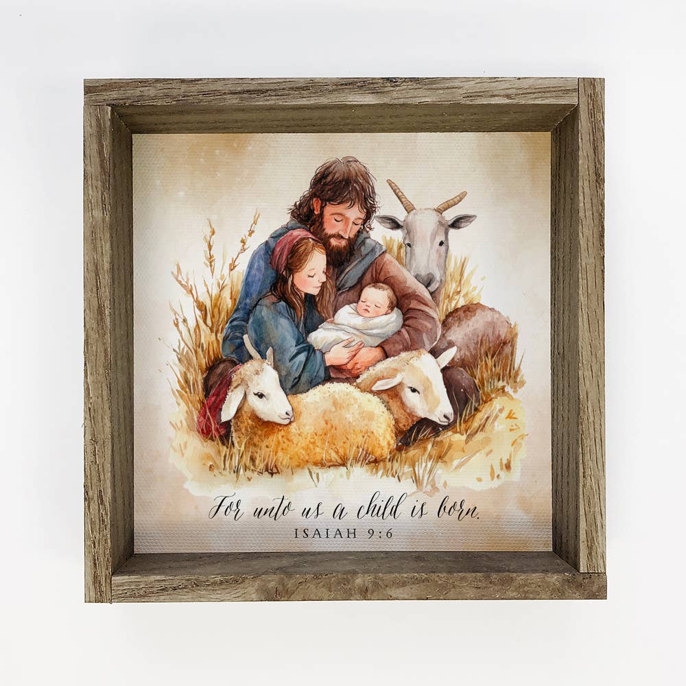 Nativity Joseph Mary Jesus Sheep - Simple Nativity Canvas