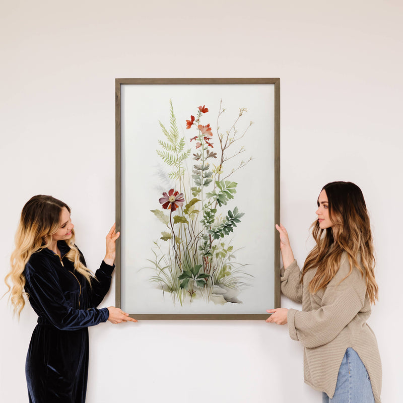 Gentle Wildflowers - Wildflower Canvas Art - Wood Framed Art