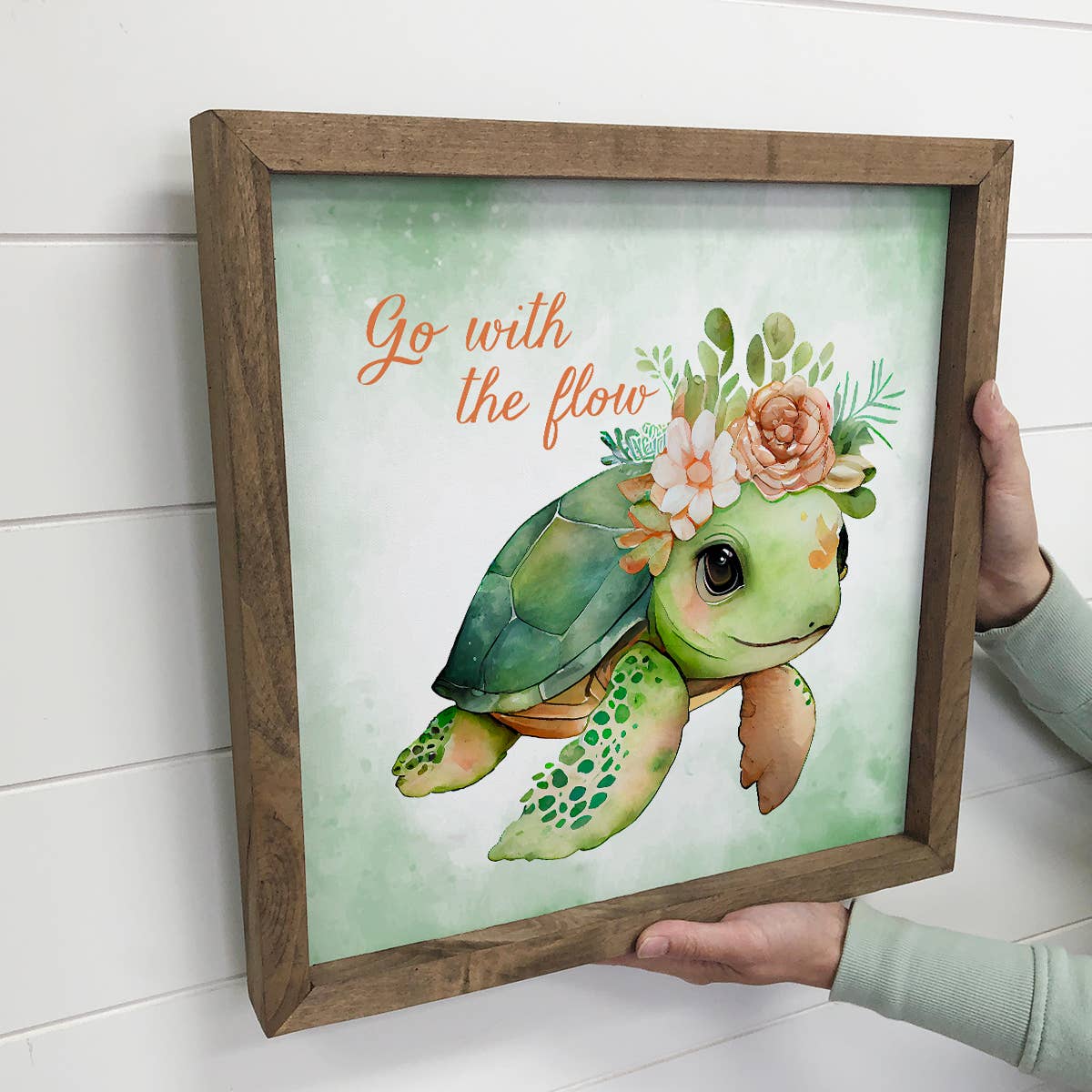 Turtle Go With the Flow - Baby Sea Turtle - Cute Animal Art