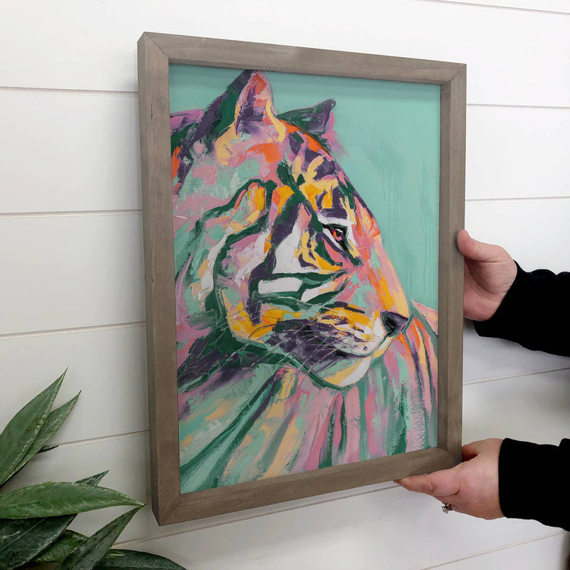 Colorful Tiger Painting - Framed Nature Canvas Art -Wall Art