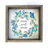 Butterfly Wreath- Spring Wall Art - Mantel Wood Frame