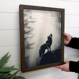 Howling Wolf - Wolf Canvas Art - Wood Framed Wall Decor