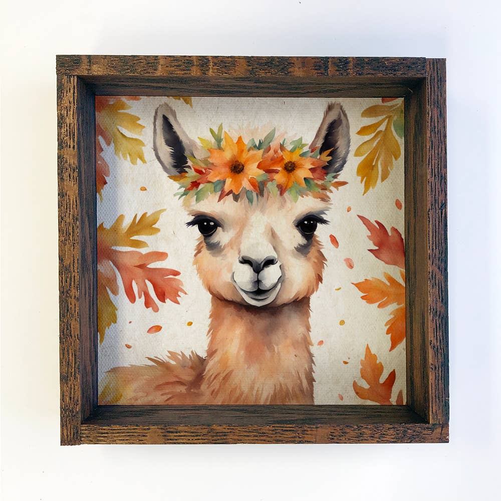 Fall Farm Animals Llama - Cute Animal Canvas Art