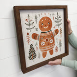 Scandinavian Gingerbread Man - Cute Holiday Canvas Art