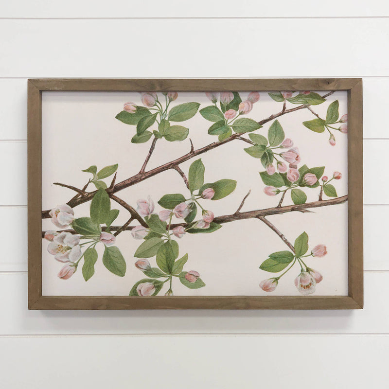 Crabapple Blossoms - Flower Tree Canvas Art - Wood Framed