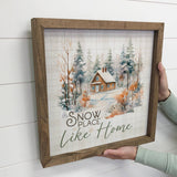 Vintage Snow Place like Home - Framed Holiday Canvas Art