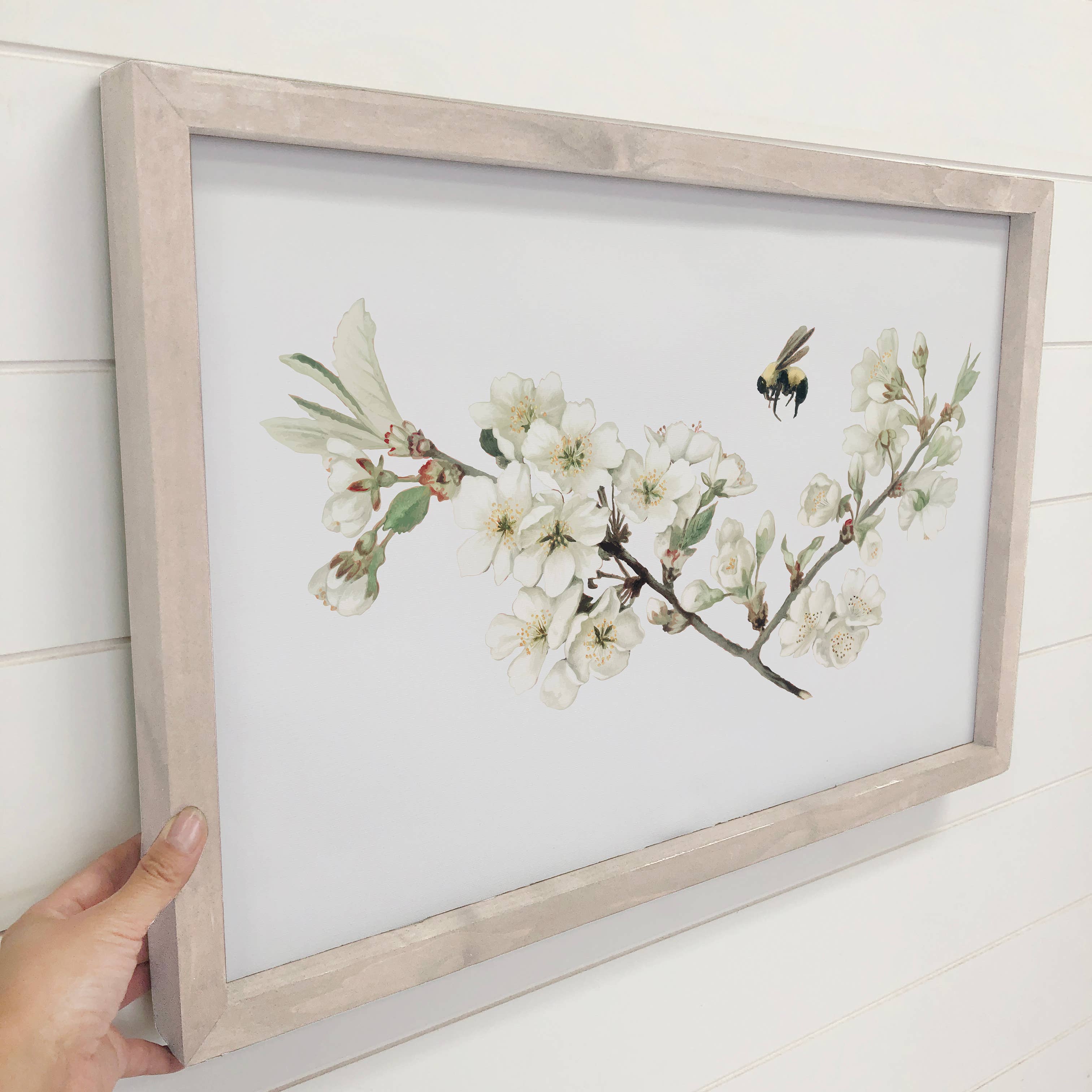 Blossoms & Bees - Canvas Art with Wood Frame - Nature Art