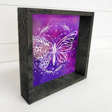 Cosmic Butterfly Purple Canvas Wall Art Ebony Wood Frame