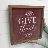 Give Thanks Small Mantel Sign with Aged Oak Frame