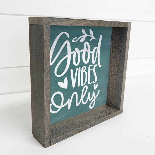 Good Vibes Only - Cute Word Sign Canvas Art - Wood Framed