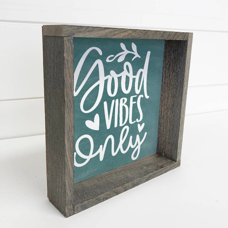 Good Vibes Only - Cute Word Sign Canvas Art - Wood Framed