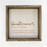 Booktrovert Definition - Funny Book Word Sign - Wood Framed